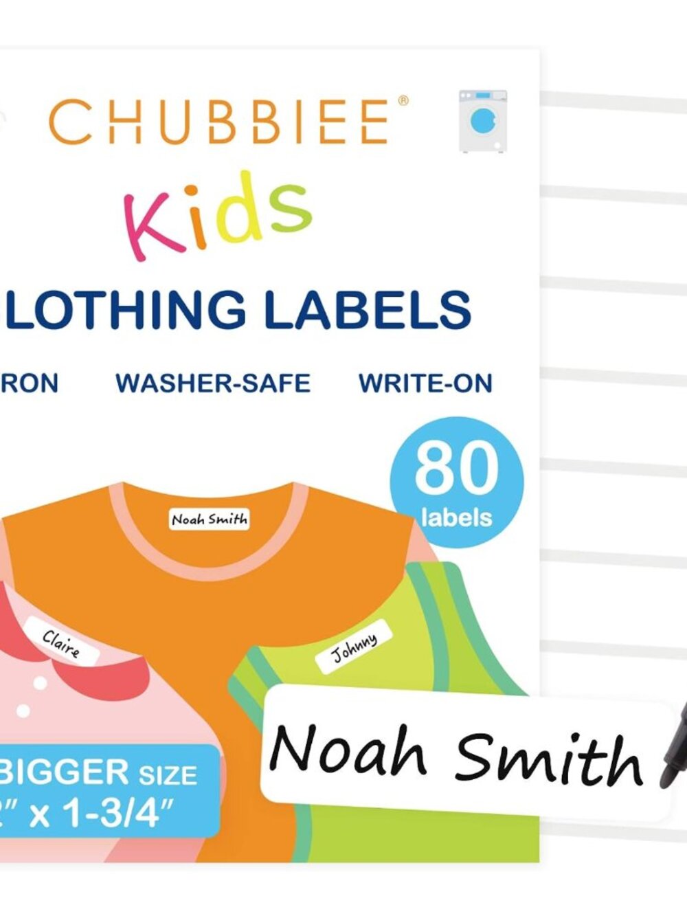 All Purpose No-Iron Kids Clothing Labels, 80-Pack